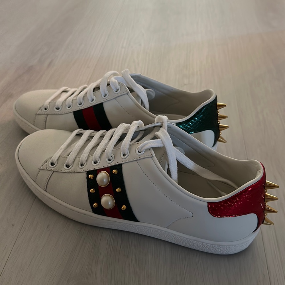 Gucci Ace Studded White Womens Shoes Size 7